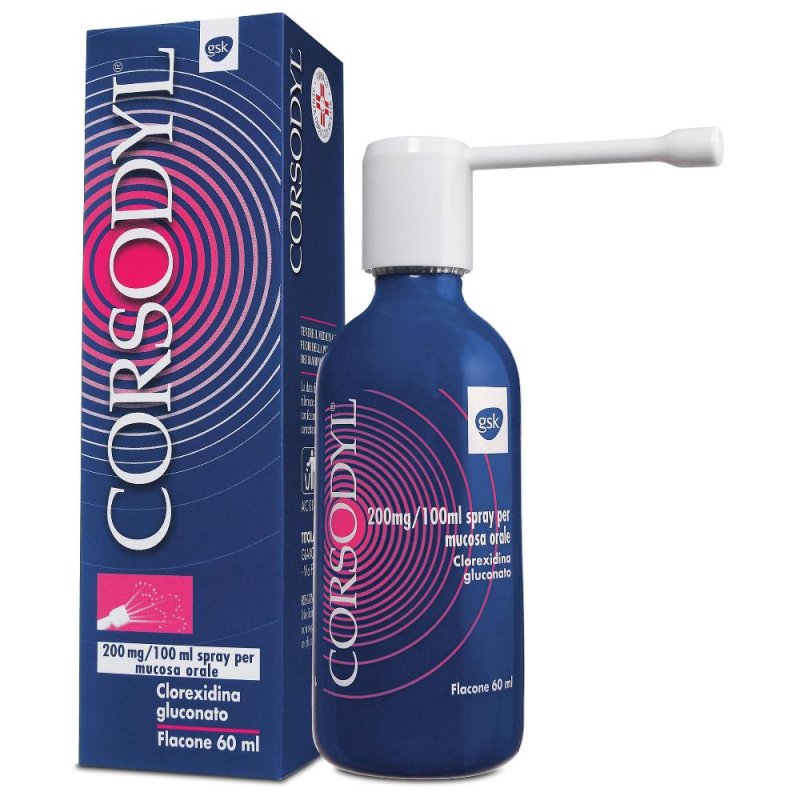 Corsodyl 200 Mg/100 Ml Spray Per Mucosa Orale Flacone 60 Ml