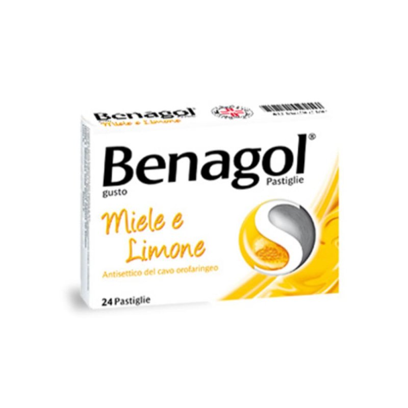 Benagol miele e limone antisettico del cavo orale azione emolliente e lenitiva 24 pastiglie Benagol miele e limone antisettico del cavo orale azione emolliente e lenitiva 24 pastiglie