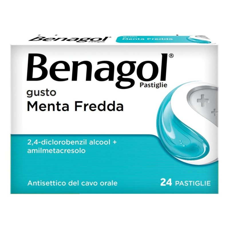 Benagol Pastiglie Antisettico del Cavo Orale Bocca e Gola Gusto Menta Fredda, 24 Pastiglie