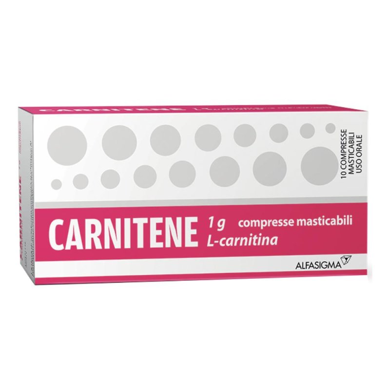 Carnitene 1 g 10 Compresse Masticabili Integratore di Carnitina per Stanchezza e Affaticamento