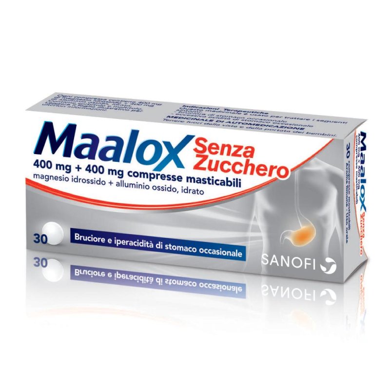 Maalox 400+400 Mg Contro Acidità di Stomaco Occasionale Senza Zucchero 30 cpr Maalox 400+400 Mg Contro Acidità di Stomaco Occasionale Senza Zucchero 30 cpr