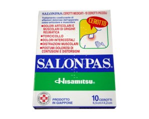 Salonpas Cerotti Antidolorifici 10 Pezzi Formato Piccolo 6,5 x 4,2 cm per Dolori Muscolari e Articolari