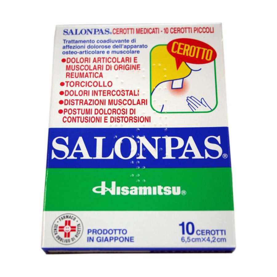 Salonpas Cerotti Antidolorifici 10 Pezzi Formato Piccolo 6,5 x 4,2 cm per Dolori Muscolari e Articolari Salonpas Cerotti Antidolorifici 10 Pezzi Formato Piccolo 6,5 x 4,2 cm per Dolori Muscolari e Articolari