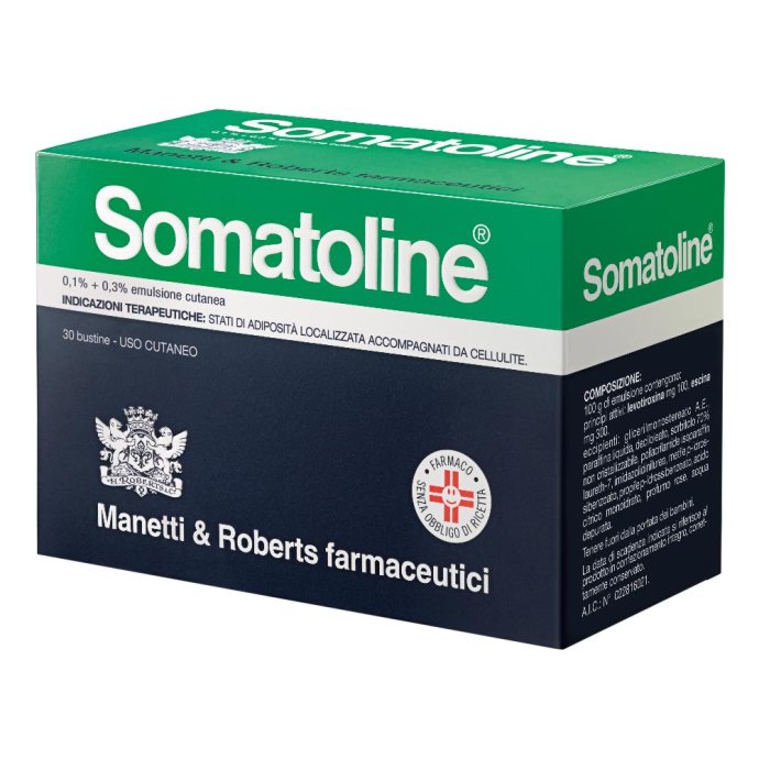Somatoline 0,1% + 0,3% Crema Anticellulite Emulsione Cutanea 30 Bustine Somatoline 0,1% + 0,3% Crema Anticellulite Emulsione Cutanea 30 Bustine