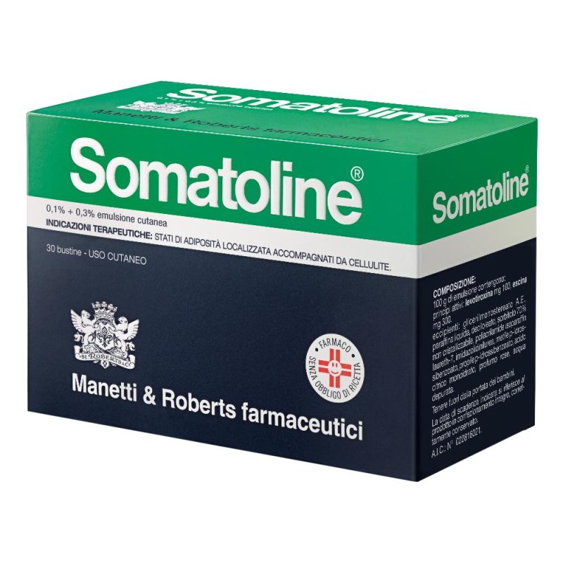 Somatoline 0,1% + 0,3% Crema Anticellulite Emulsione Cutanea 30 Bustine Somatoline 0,1% + 0,3% Crema Anticellulite Emulsione Cutanea 30 Bustine