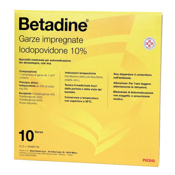 Betadine 10% Garze Impregnate 10 Garze Betadine 10% Garze Impregnate 10 Garze