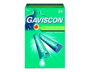 Gaviscon 500 Mg/10 Ml + 267 Mg/10 Ml Sospensione Orale Aroma Menta 24 Bustine Monodose Da 10 Ml
