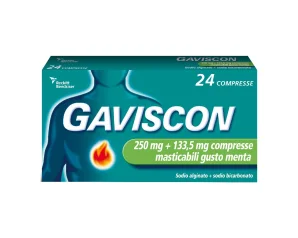 Gaviscon 250 Mg + 133,5 Mg Compresse Masticabili Gusto Menta 24 Compresse