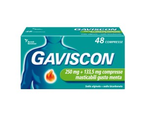 Gaviscon 250 Mg + 133,5 Mg Compresse Masticabili Gusto Menta 48 Compresse