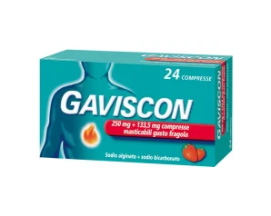 Gaviscon 24 Compresse Gusto Fragola 250+133,5mg
