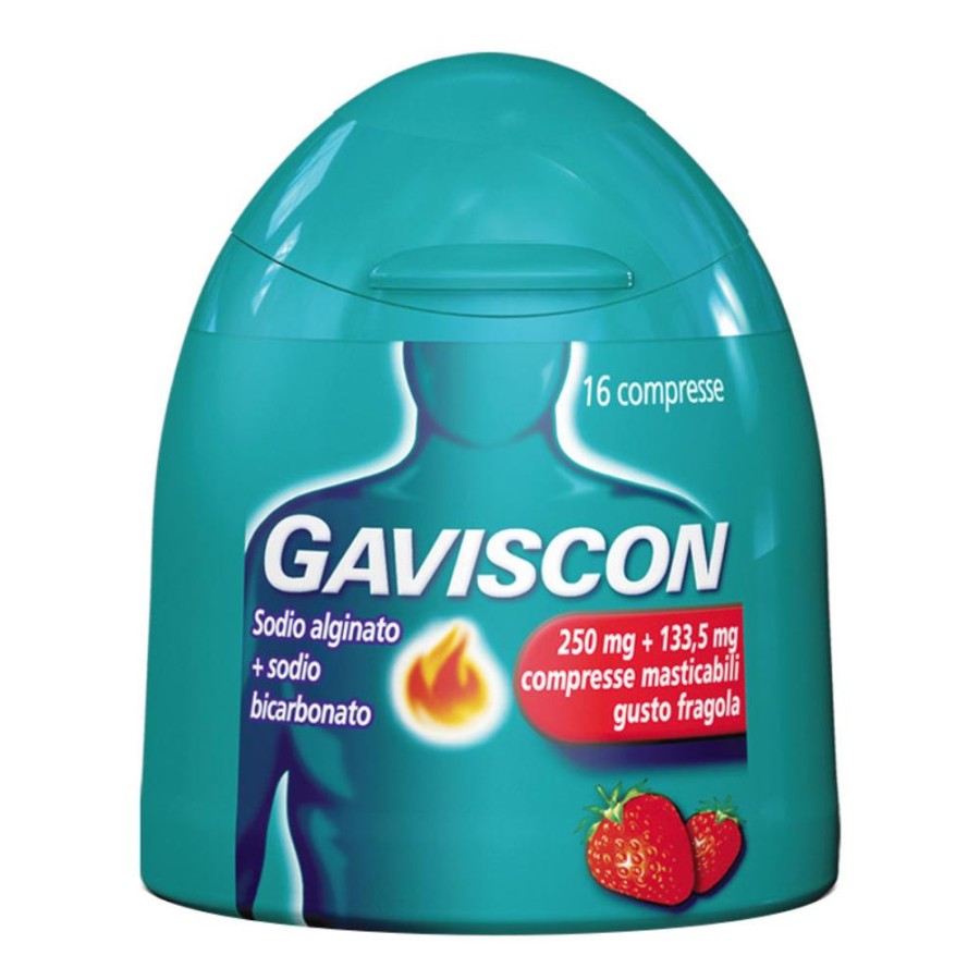 Gaviscon 250 Mg + 133,5 Mg Compressa Masticabile Gusto Fragola 16 Compresse In Contenitore Con Tappo A Scatto