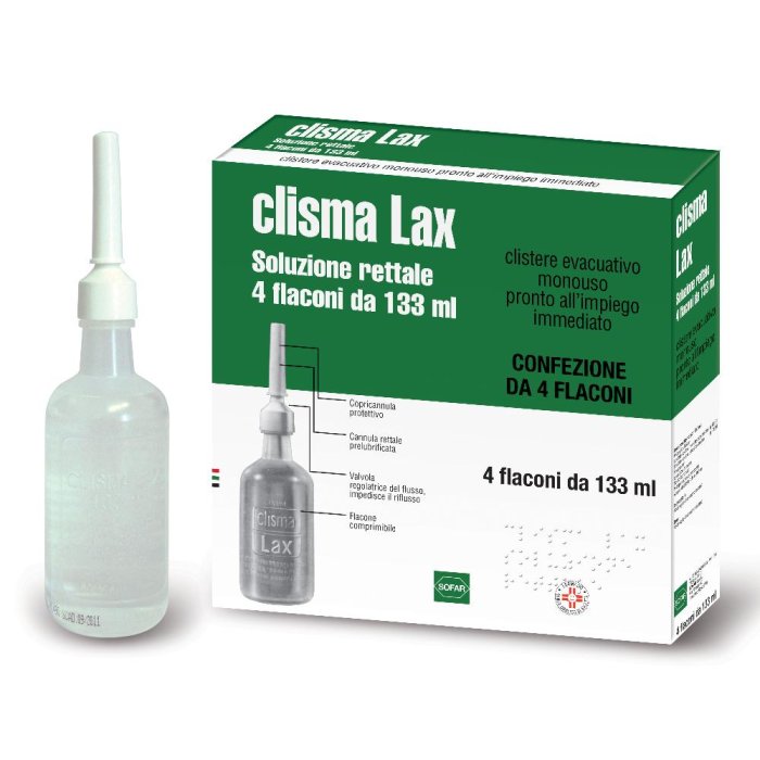 Clisma Lax Soluzione Rettale Clistere Evacuativo Monouso 4 Clismi 133 Ml