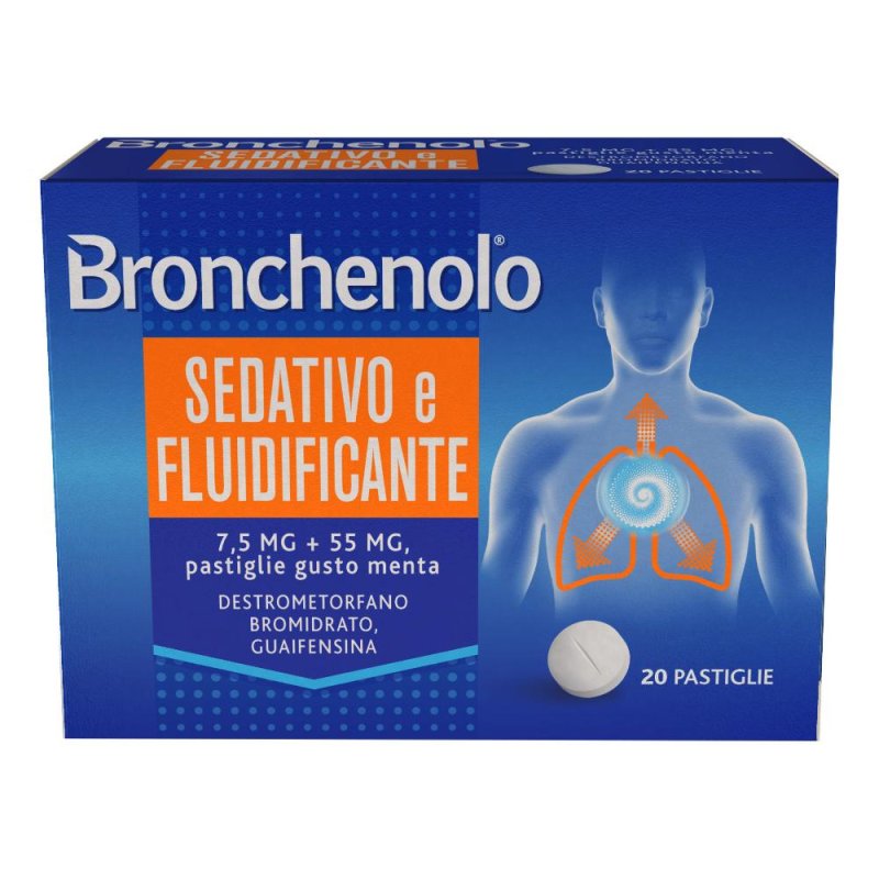 Bronchenolo sedativo e fluidificante 20 Pastiglie per tosse secca e grassa Bronchenolo sedativo e fluidificante 20 Pastiglie per tosse secca e grassa