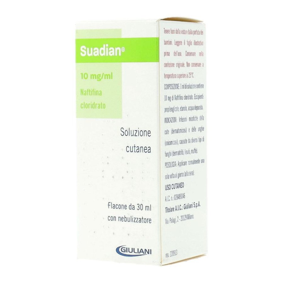 Suadian 10 Mg/Ml Soluzione Cutanea Flacone 30 Ml Con Nebulizzatore Suadian 10 Mg/Ml Soluzione Cutanea Flacone 30 Ml Con Nebulizzatore