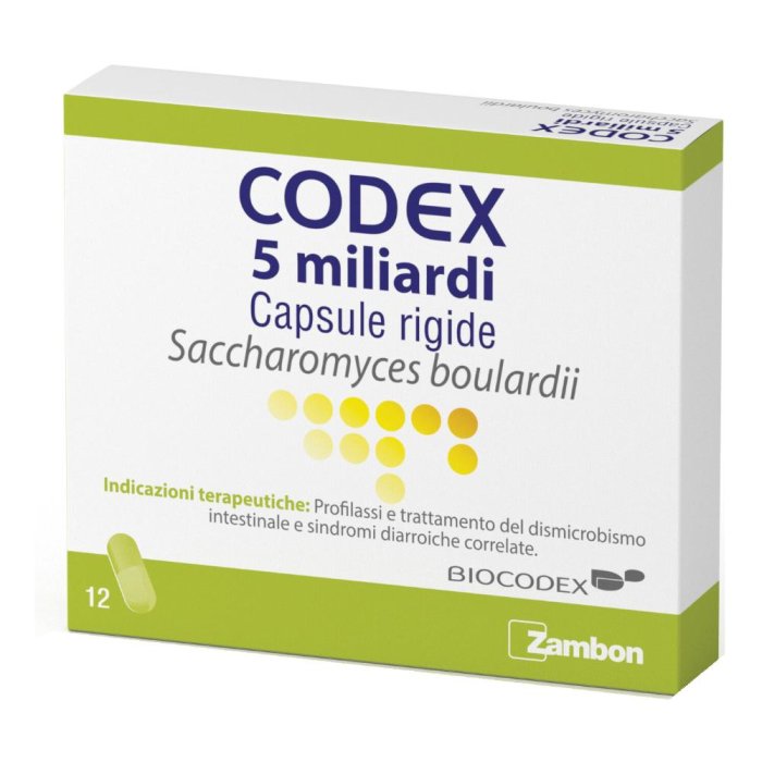 Codex 5 Miliardi Capsule Rigide Saccharomyces boulardii, 12 Capsule Codex 5 Miliardi Capsule Rigide Saccharomyces boulardii, 12 Capsule