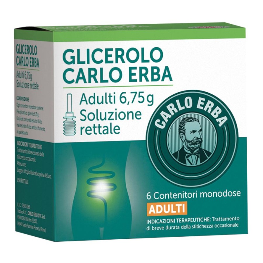 Glicerolo Adulti 6,75 G Soluzione Rettale 6 Contenitori Monodose Con Camomilla E Malva