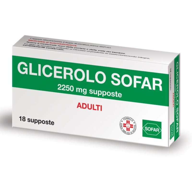 Glicerolo Adulti 18 Supposte Sofar 2250mg Glicerolo Adulti 18 Supposte Sofar 2250mg