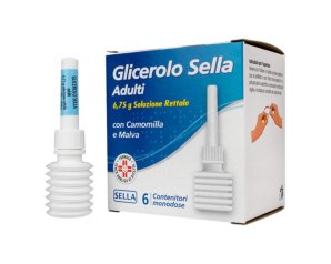 Glicerolo Sella Adulti 6,75g Soluzione Rettale con Camomilla e Malva Trattamento Stitichezza Occasionale 6 Contenitori Monodose