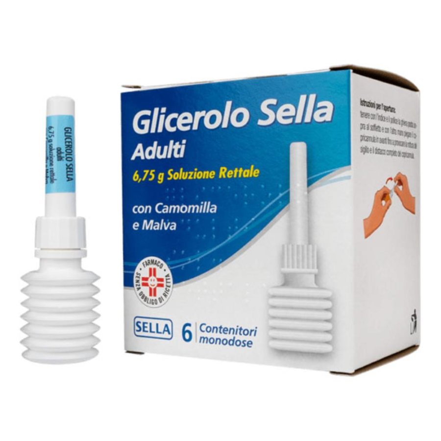 Glicerolo Sella Adulti 6,75g Soluzione Rettale con Camomilla e Malva Trattamento Stitichezza Occasionale 6 Contenitori Monodose Glicerolo Sella Adulti 6,75g Soluzione Rettale con Camomilla e Malva Trattamento Stitichezza Occasionale 6 Contenitori Monodose