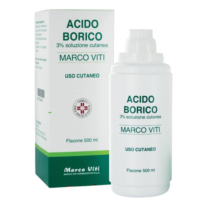Acido Borico Mv 3% Soluzione Cutanea Antisettica e Antibatterica, 500ml Acido Borico Mv 3% Soluzione Cutanea Antisettica e Antibatterica, 500ml