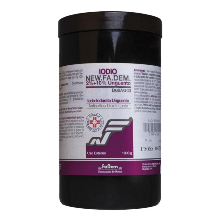 Iodio New.Fa. unguento 1000 g 2% + 10% - unguento a base di iodio per uso cutaneo Iodio New.Fa. unguento 1000 g 2% + 10% - unguento a base di iodio per uso cutaneo