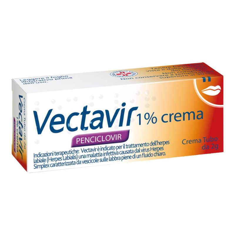 Vectavir Crema 1% tubo da 2 grammi trattamento antivirale per herpes labiale a rapida azione