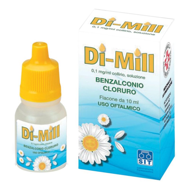 Di Mill 0,1 mg/ml collirio soluzione 10 ml disinfettante oculare con benzalconio cloruro Di Mill 0,1 mg/ml collirio soluzione 10 ml disinfettante oculare con benzalconio cloruro