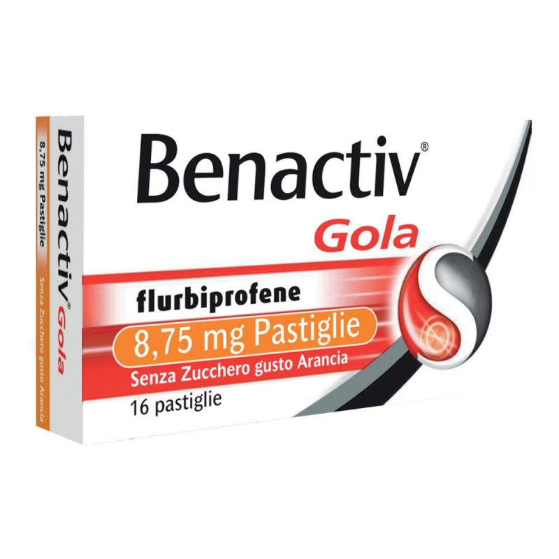 Benactiv Gola 8,75 Mg Pastiglie Senza Zucchero Gusto Arancia 16 Pastiglie