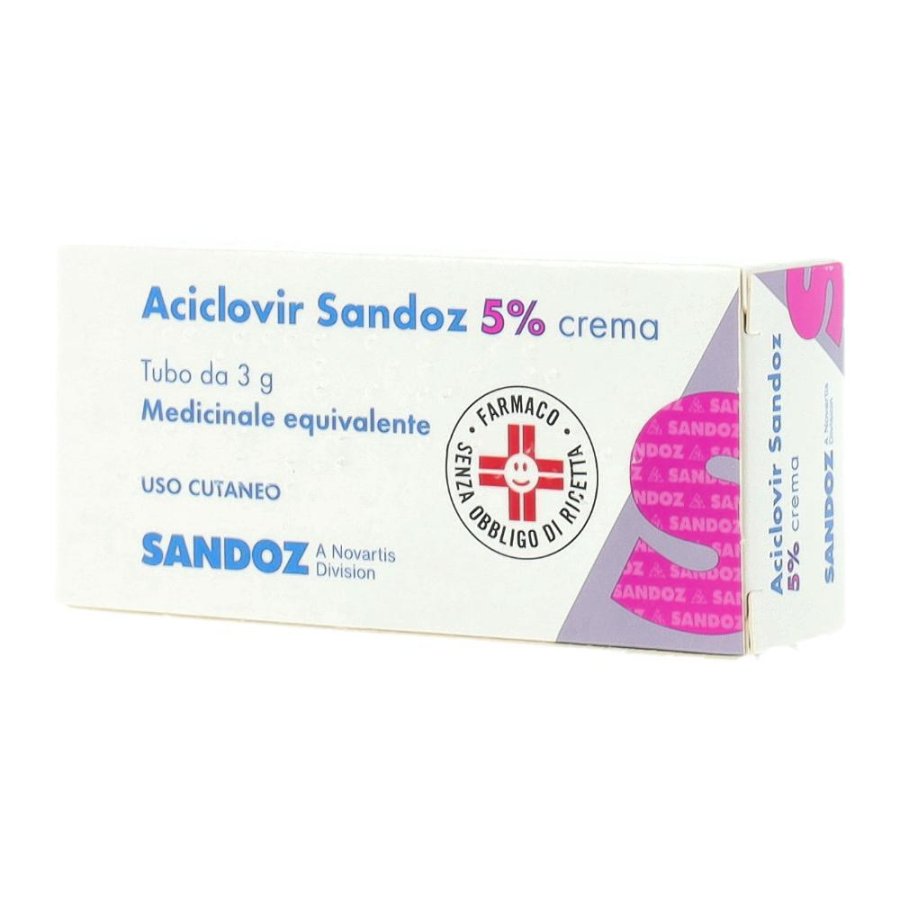 Aciclovir Sandoz 5% Crema per herpes Confezione 3 Gr Aciclovir Sandoz 5% Crema per herpes Confezione 3 Gr