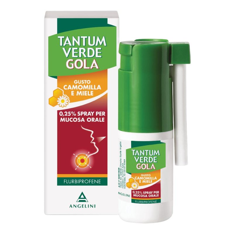 Tantum Verde Gola 0,25% Spray Mucosa Orale Gusto Camomilla E Miele 15ml Tantum Verde Gola 0,25% Spray Mucosa Orale Gusto Camomilla E Miele 15ml