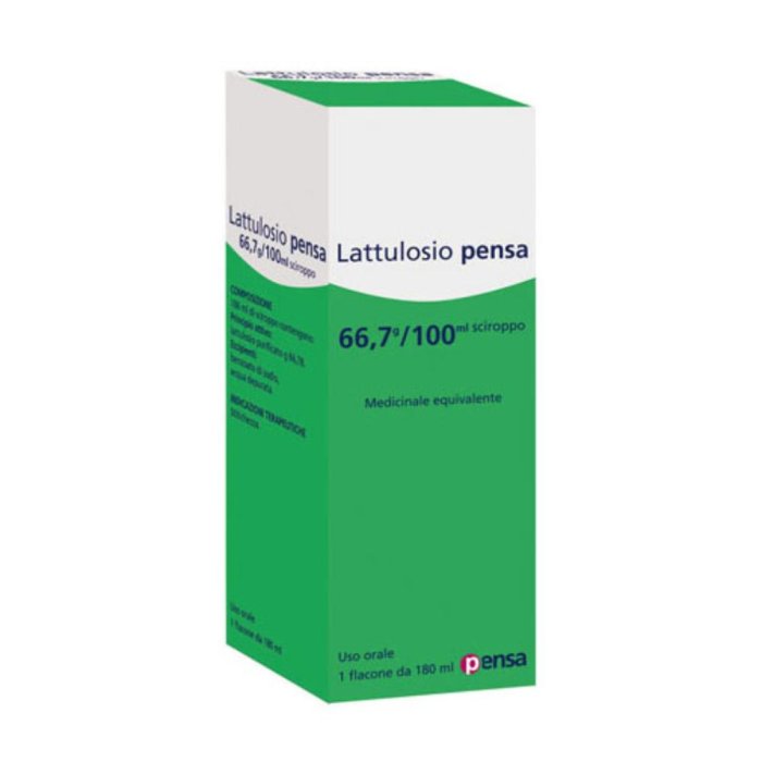 Lattulosio Pensa sciroppo orale 180 millilitri lassativo osmotico per stitichezza acuta e cronica adulti e bambini Lattulosio Pensa sciroppo orale 180 millilitri lassativo osmotico per stitichezza acuta e cronica adulti e bambini