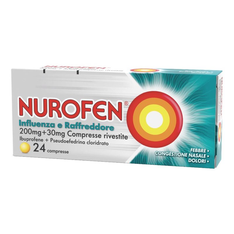 Nurofen Influenza Raffreddore 200 Mg + 30 Mg 24 Compresse Rivestite Nurofen Influenza Raffreddore 200 Mg + 30 Mg 24 Compresse Rivestite