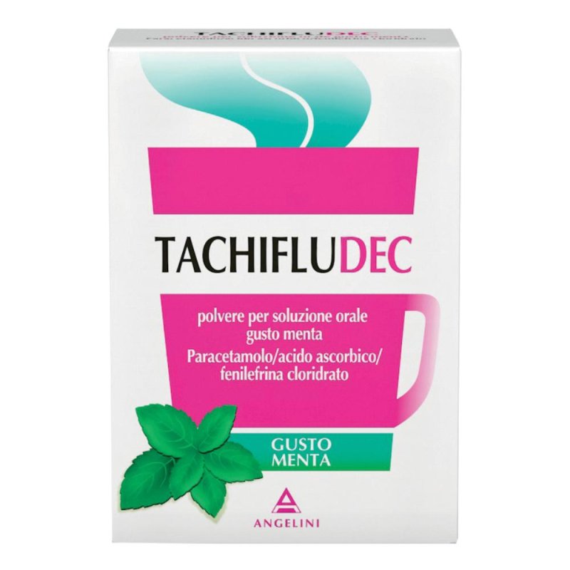 Tachifludec Polvere per Soluzione Orale per Influenza Raffreddore e Decongestionante Gusto Menta 10 Bustine Tachifludec Polvere per Soluzione Orale per Influenza Raffreddore e Decongestionante Gusto Menta 10 Bustine