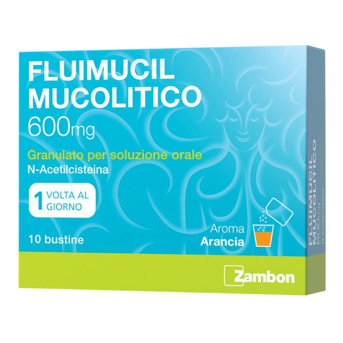 Fluimucil Mucolitico 600 mg granulato per soluzione orale 10 bustine mucolitico