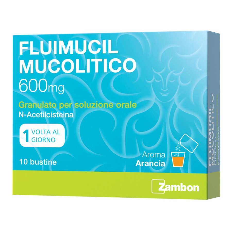 Fluimucil Mucol 600 Mg Granulato Per Soluzione Orale Senza Zucchero, 10 Bustine