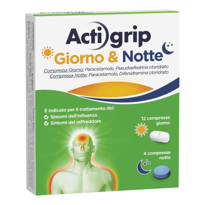 Actigrip Giorno&Notte 500 Mg + 60 Mg Compresse 12 Compresse Giorno + 500 Mg + 25 Mg Compresse 4 Compresse Notte