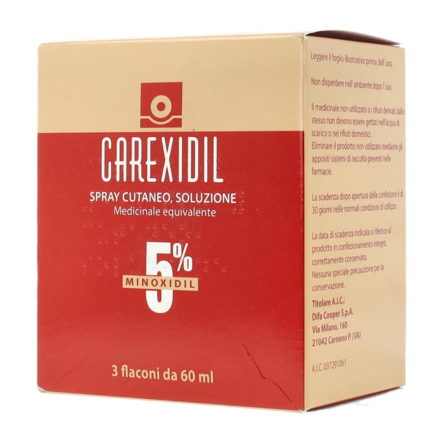 Carexidil 3 Flaconi Spray Soluz Cutanea 5% Minoxidil 60 ml Carexidil 3 Flaconi Spray Soluz Cutanea 5% Minoxidil 60 ml