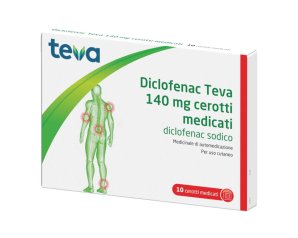 Diclofenac Teva 140 mg Cerotti Medicati Antinfiammatori 10 Cerotti Transdermici per Dolori Muscolari e Articolari