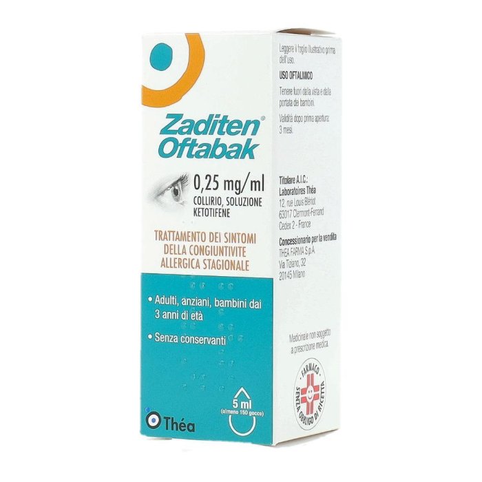 Zaditen Oftabak collirio antiallergico 5 ml per congiuntivite allergica stagionale Zaditen Oftabak collirio antiallergico 5 ml per congiuntivite allergica stagionale