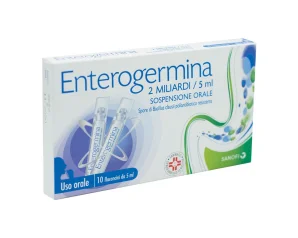 Enterogermina 2 Miliardi/5ml Sospensione Orale Ripristino Flora Microbica Intestinale, 10 Flaconcini