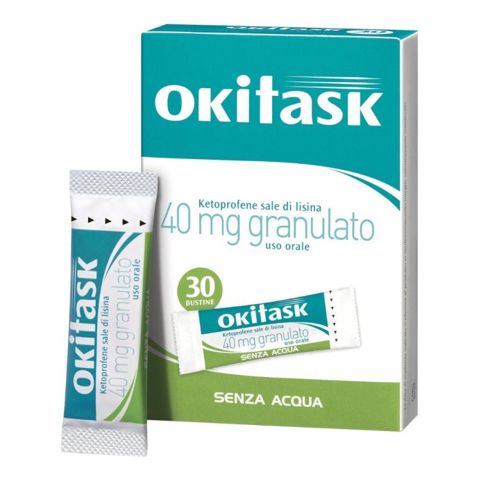 Okitask 40 mg granulato antinfiammatorio e analgesico per dolore e infiammazione 30 Bustine Okitask 40 mg granulato antinfiammatorio e analgesico per dolore e infiammazione 30 Bustine