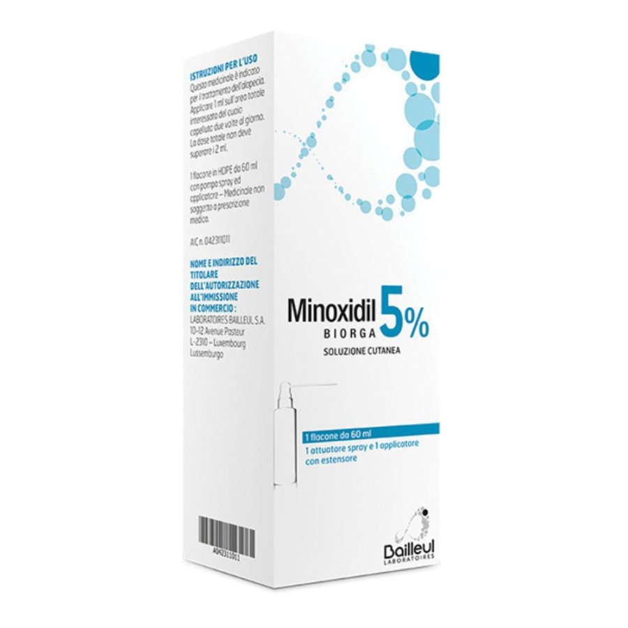 Minoxidil Biorga 5% Soluzione Cutanea 1 Flacone Hdpe 60 Ml Con Pompa Spray E Applicatore