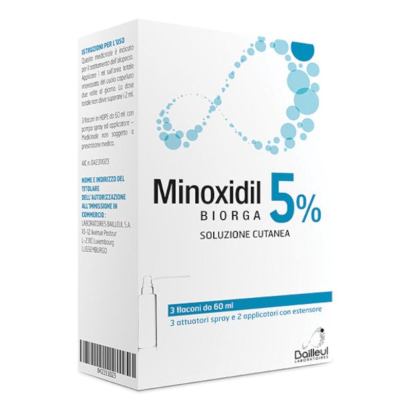 Minoxidil Biorga 5% Soluzione Cutanea 3x60ml