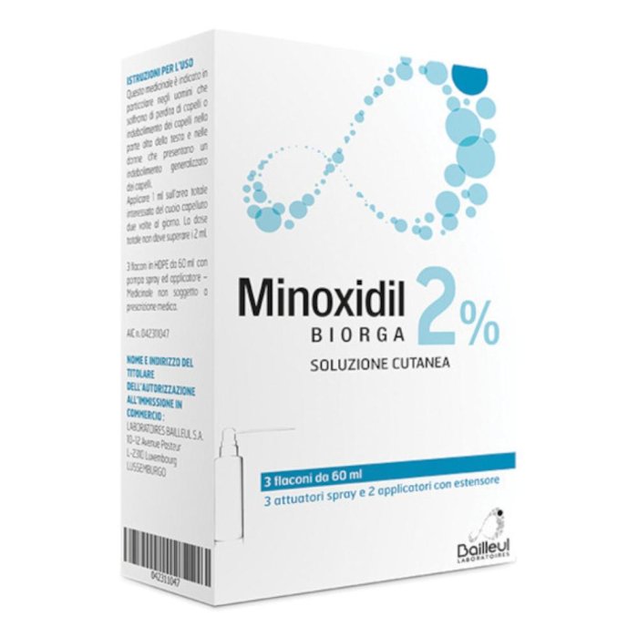 Minoxidil biorga 2% soluzione cutanea anticaduta capelli 3 flaconi da 60 ml &ndash; 180 ml