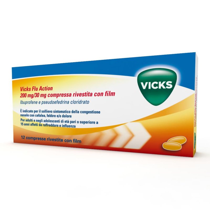 Vicks Flu Action 200 Mg/30 Mg Compresse Rivestite Con Film 12 Compresse In Blister