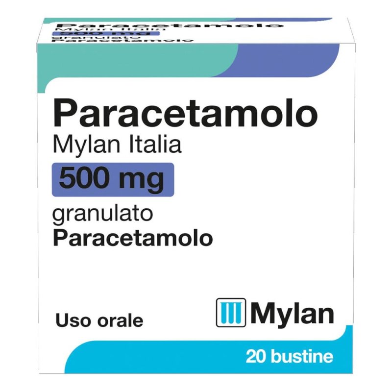 Paracetamolo Mylan 500mg 20 Bustine - Trattamento per Dolori e Febbre Paracetamolo Mylan 500mg 20 Bustine - Trattamento per Dolori e Febbre