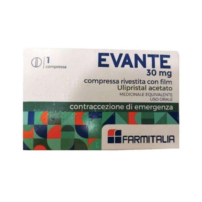 Evante Contraccetivo di emergenza 1 compressa rivestita 30 mg Evante Contraccetivo di emergenza 1 compressa rivestita 30 mg