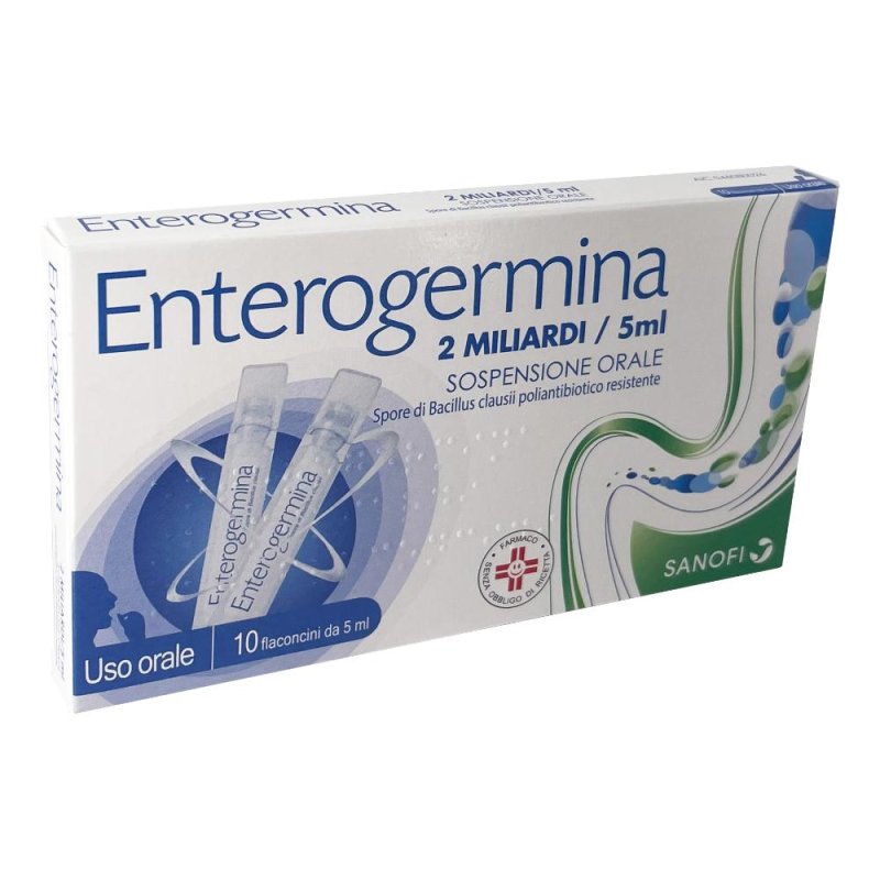 Enterogermina orale 10 flaconcini 2 miliardi GMM - probiotico per equilibrio della flora intestinale Enterogermina orale 10 flaconcini 2 miliardi GMM - probiotico per equilibrio della flora intestinale