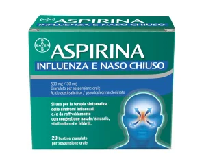 Aspirina Influenza e Naso Chiuso Antidolorifico Decongestionante contro Sintomi Influenzali 20 Buste