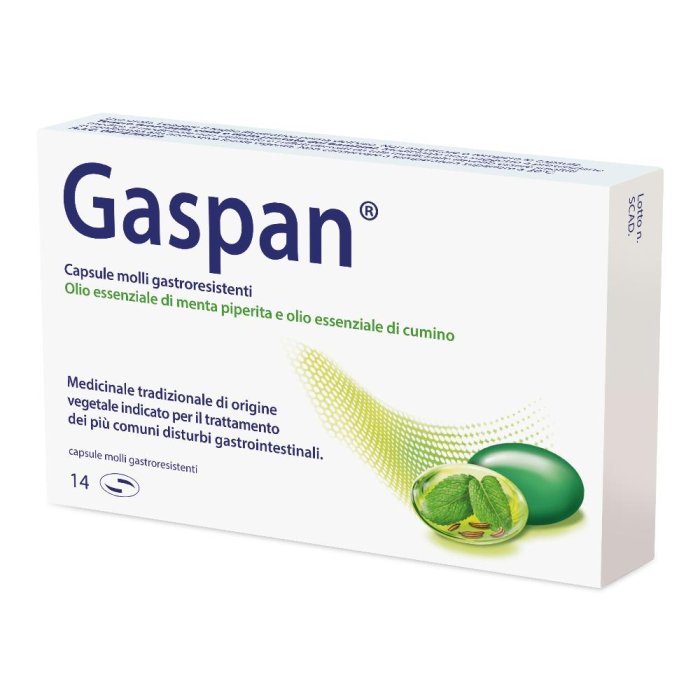 Gaspan Capsule Molli 90 + 50 Milligrammi con Olio Essenziale di Menta per Gonfiore Addominale 14 Capsule Gaspan Capsule Molli 90 + 50 Milligrammi con Olio Essenziale di Menta per Gonfiore Addominale 14 Capsule